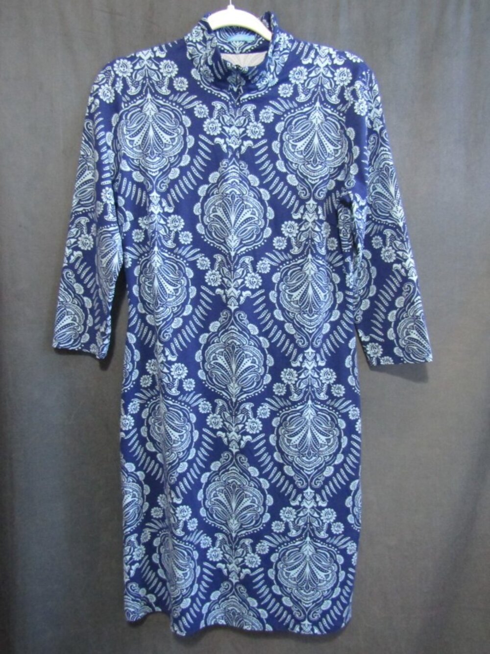 J McLaughlin Bedford Catalina Cloth Blue Floral 1/4 Zip Shift Dress Size M - Picture 9 of 9
